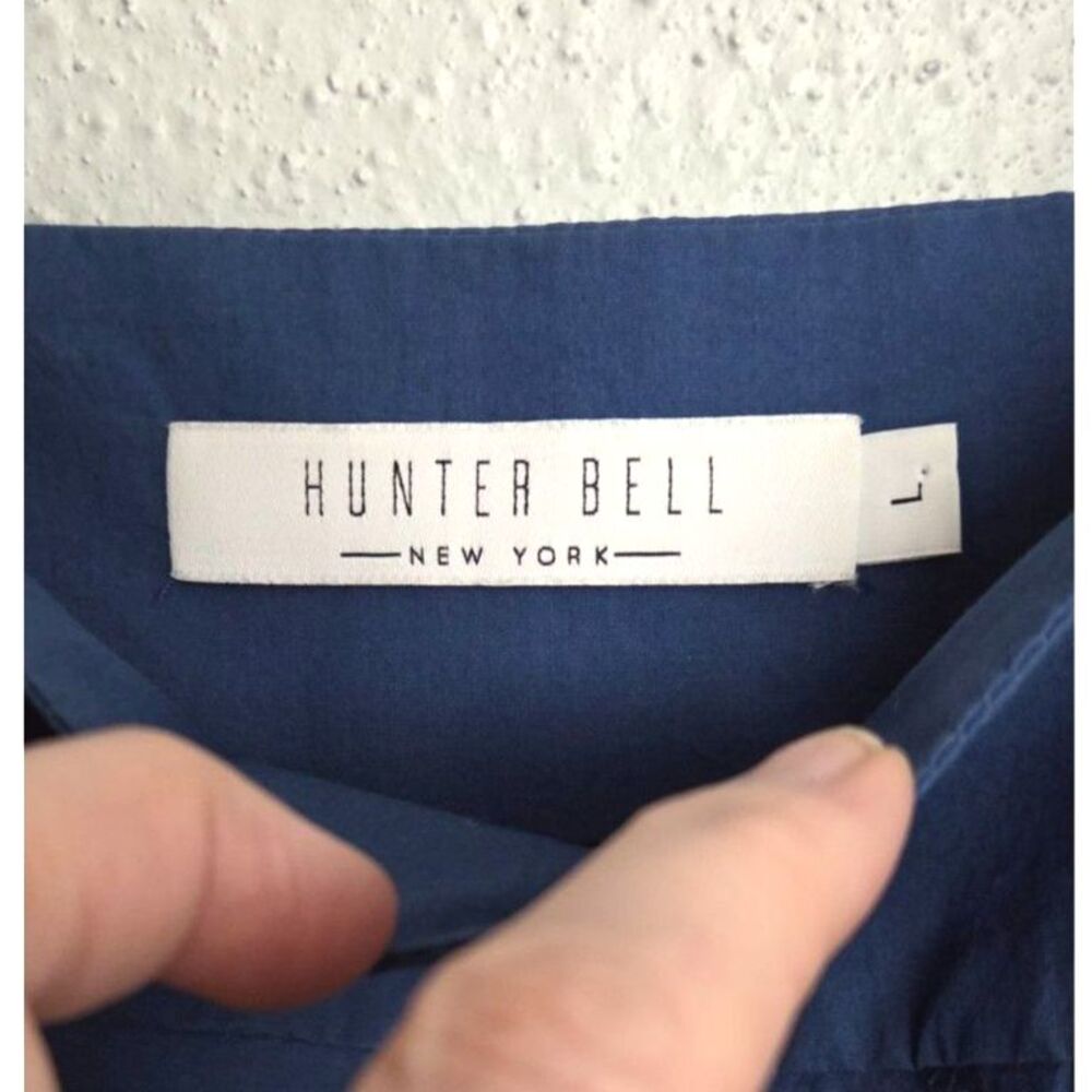 Hunter Bell Waverly Blue Square Neck Puff Sleeve Maxi Dress Womens Sz L Coastal - Picture 5 of 7